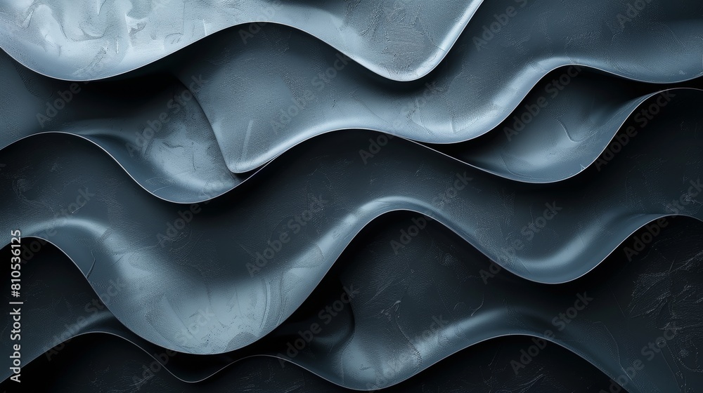 Obraz premium Blue wavy metallic surface with a brushed metal texture.