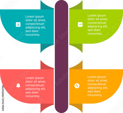 Four element abstract infographic with icon
