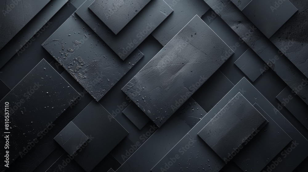 Dark geometric shapes with beveled edges create an abstract background pattern. Dark geometric shapes with beveled edges create an abstract background pattern.