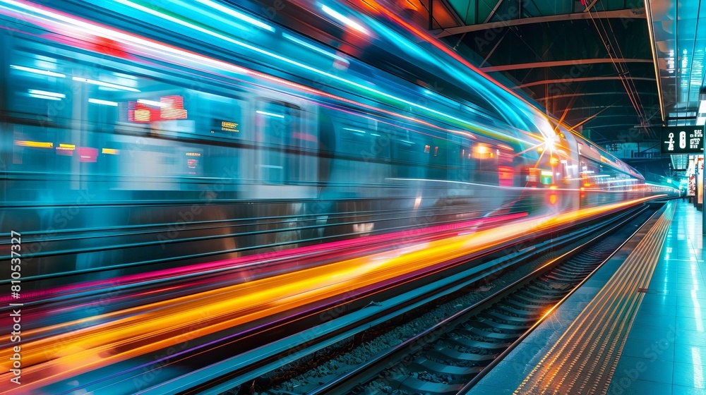 Highspeed urban transportation depicted through dynamic light trails Highspeed urban transportation depicted through dynamic light trails