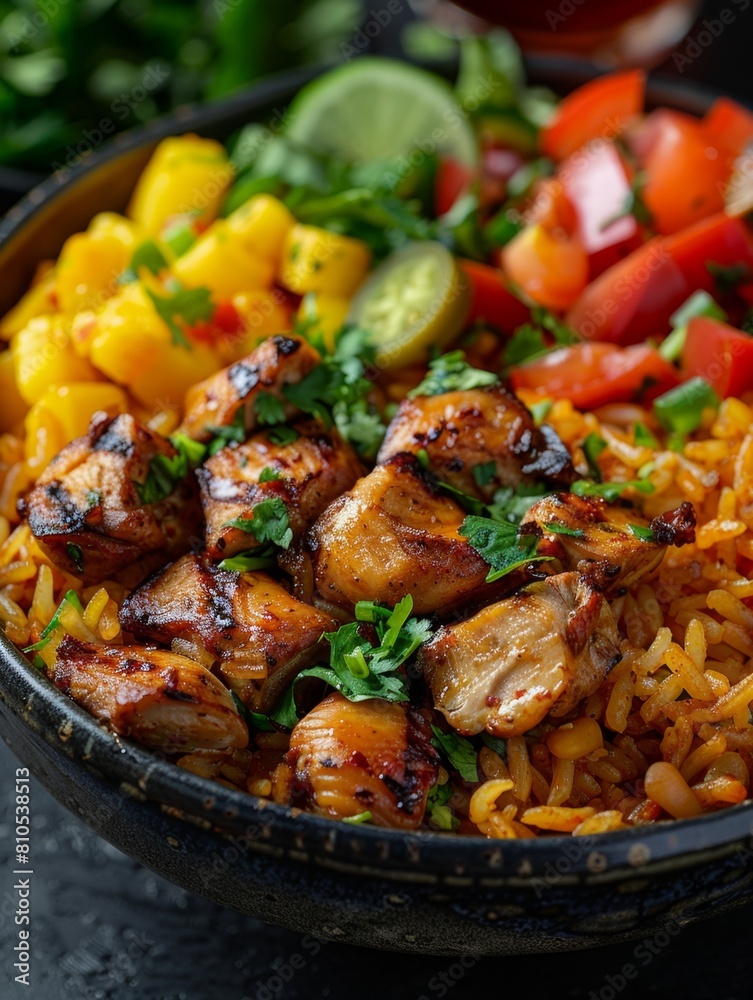 Arroz con Pollo (Colombian Style Chicken and Rice), competition-winning photography composition, presentation, studio lighting, Delicious Arroz con Pollo - Mouthwatering Colombian Chicken and Rice  