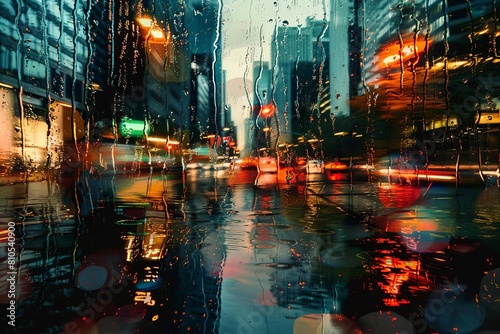 Rainsoaked cityscape reflecting the concept of financial markets dynamic nature