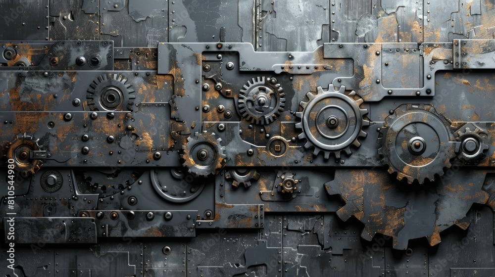 Rusty gears and cogs on a metal background. Rusty gears and cogs on a metal background.
