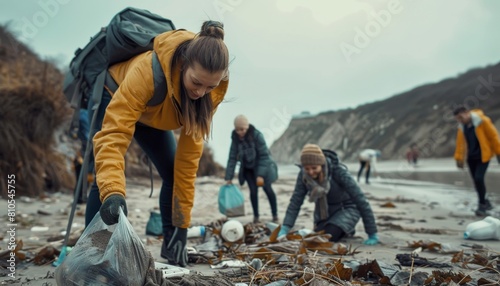 Volunteers Collecting Trash During Coastal Cleanup. © MOMO