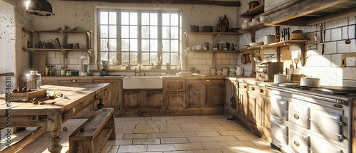 Rustic Modern Kitchen with Wooden Features and Bright Window, Comfortable and Homely Interior Design