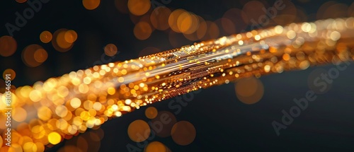 A close-up of a high-tech cable made with gold superconductors, channeling electricity with zero resistance photo