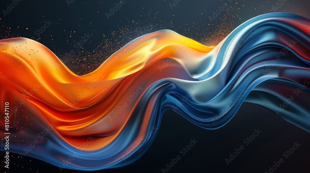 The image is a blue and orange abstract wave The image is a blue and orange abstract wave