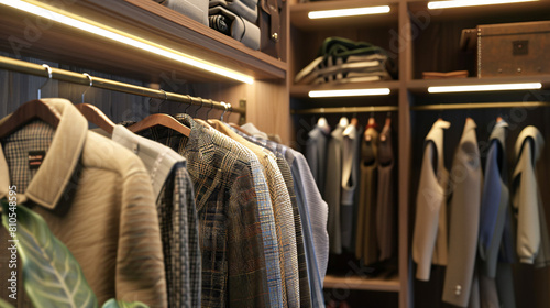 Rack with stylish clothes in dressing room © Gefer