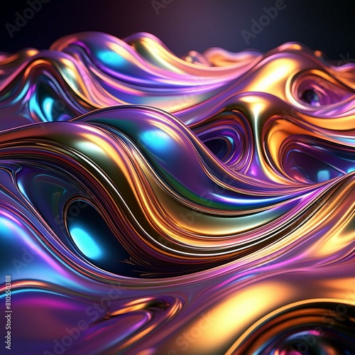 Abstract Mirage  Illuminated Hues on Holographic Oil  