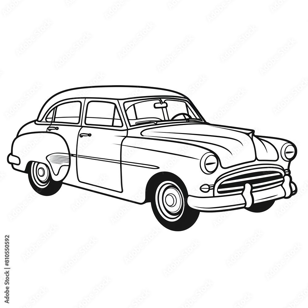 Obraz premium Car coloring page for children and kids, white background