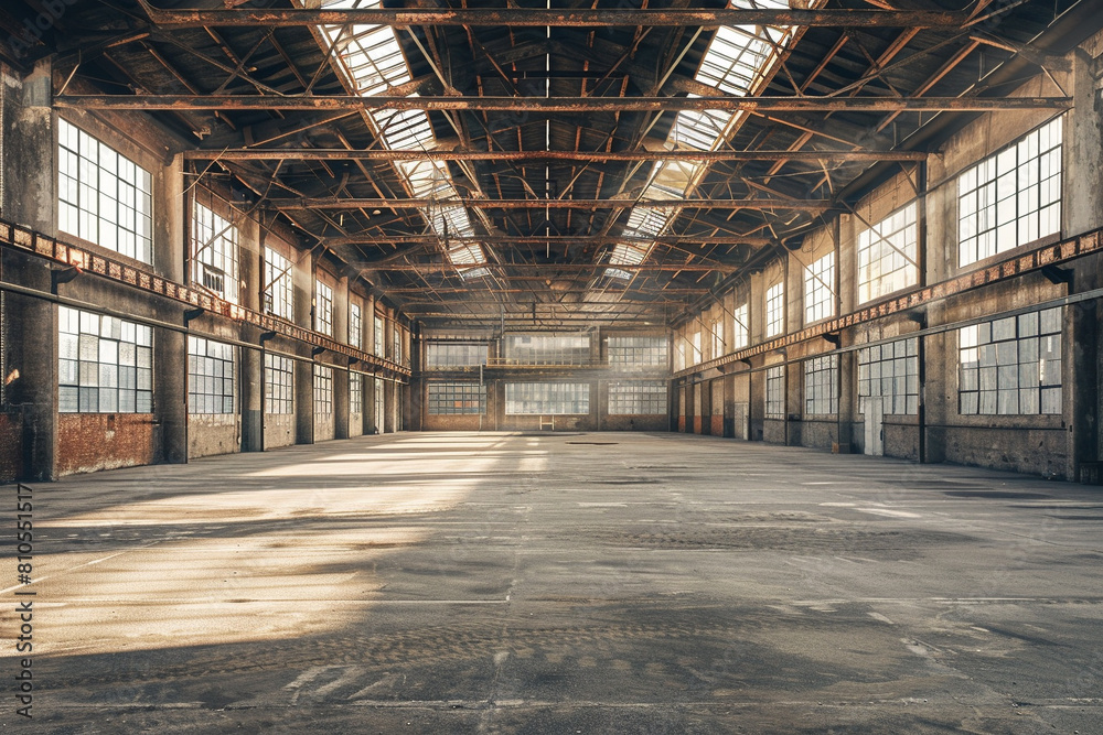 Empty old warehouse factory building, Sun light ray.. Empty old warehouse factory building, Sun light ray..