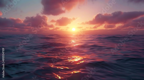 Dusk colors over the ocean  sunset  broad angle  4K  superrealistic