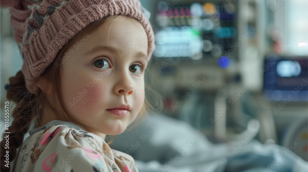 a little girl sleeping sick Treated in a hospital bed a little girl sleeping sick Treated in a hospital bed