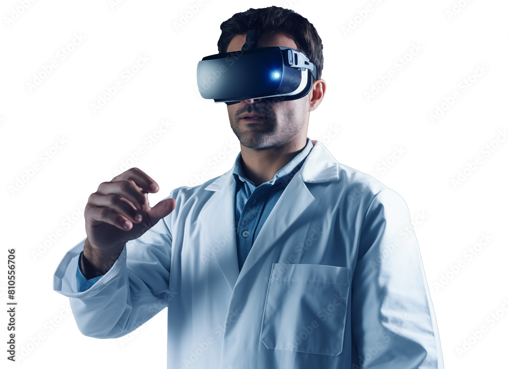 doctor wearing VR glass isolated doctor wearing VR glass isolated