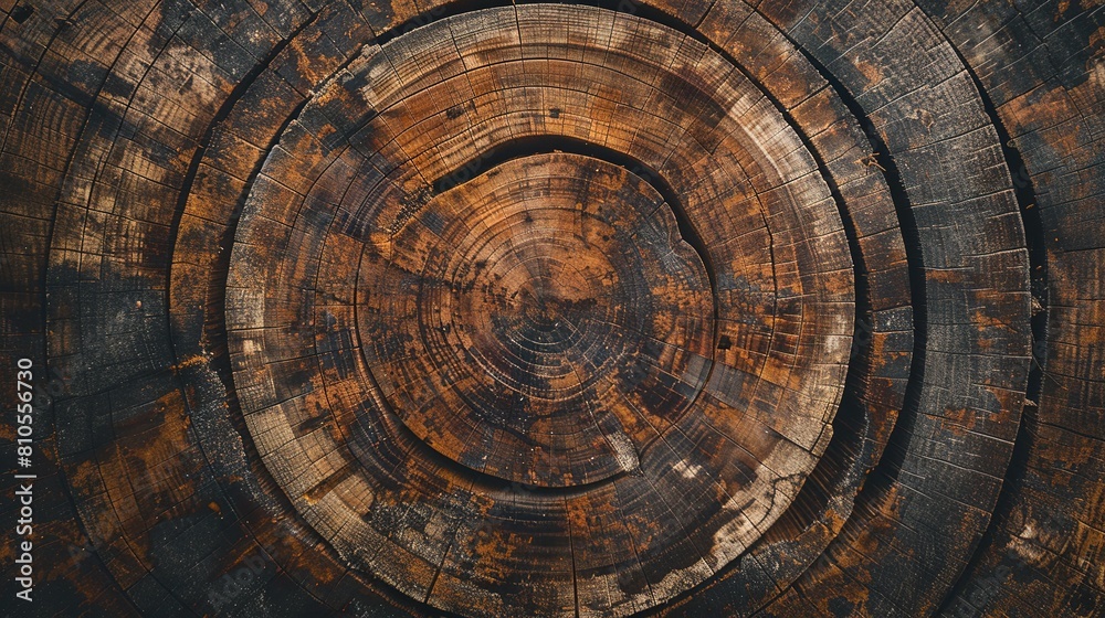 Close-up photo of a tree trunk cross-section. Wood grain texture, Natural beauty and story of a tree. Close-up photo of a tree trunk cross-section. Wood grain texture, Natural beauty and story of a tree.