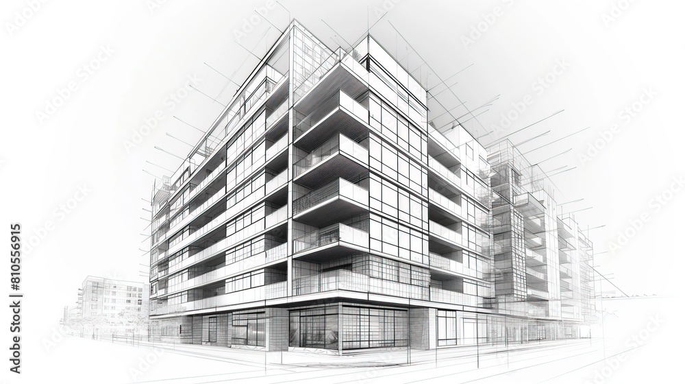 Building wireframe for digital visualization. Building wireframe for digital visualization.