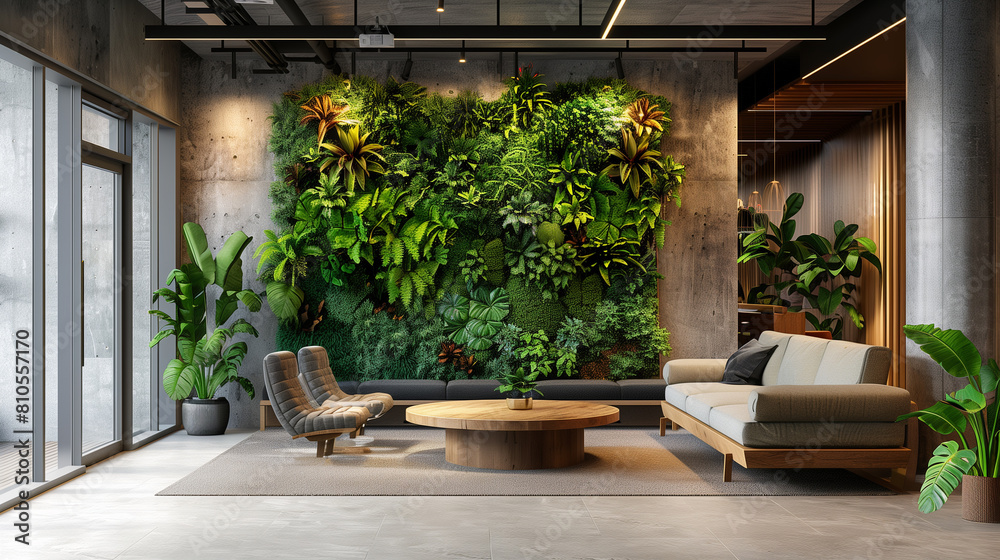 a communal area within the office featuring a vertical garden wall a communal area within the office featuring a vertical garden wall