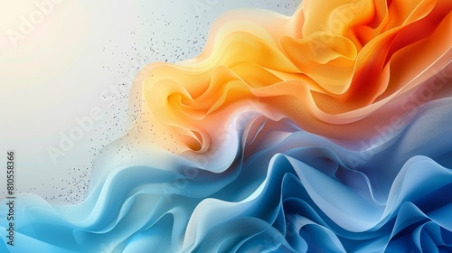 The image shows blue and orange flowing waves.
