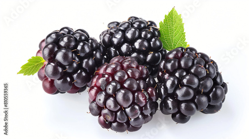 Ripe tasty blackberry on white background