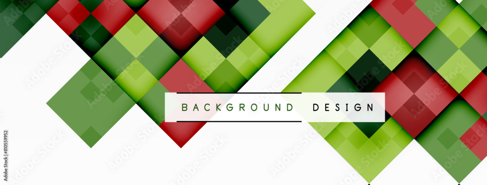 A pattern of green and red squares in a symmetrical design with white triangles and lines, resembling a plantfilled garden with grass flooring A pattern of green and red squares in a symmetrical design with white triangles and lines, resembling a plantfilled garden with grass flooring