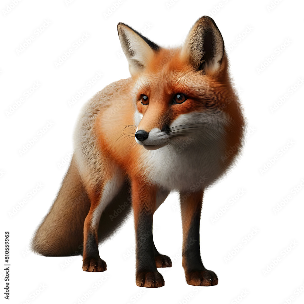 a fox, high quality realistic, transparent background, png