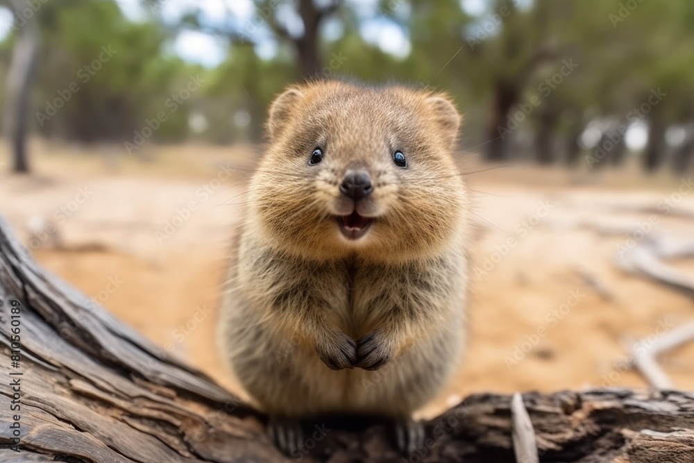 Fototapeta premium Cute furry wombat in the wild