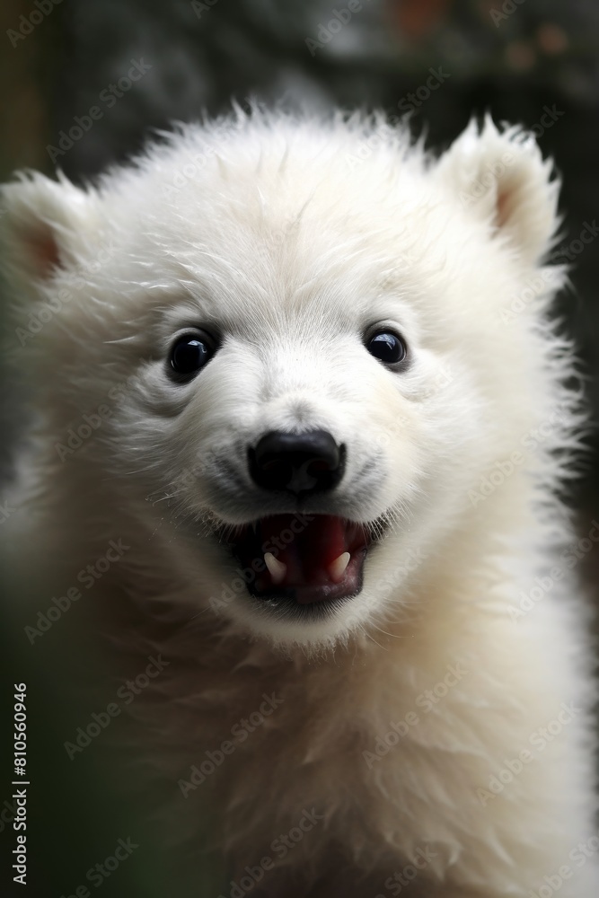 Fluffy white dog with happy expression Fluffy white dog with happy expression