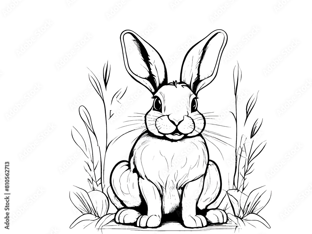 Easter rabbit bunny sitting in field