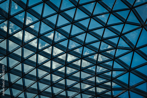 Modern Glass Ceiling with Abstract Geometric Patterns of The Jewel of Changi Airport photo