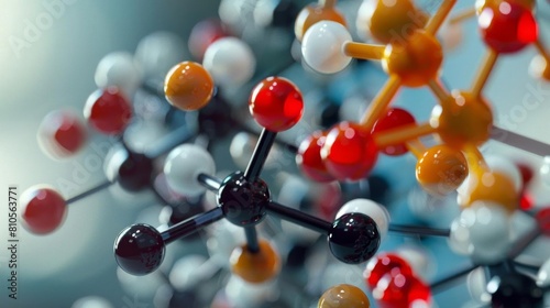 Molecular models illustrating chemical reactions photo