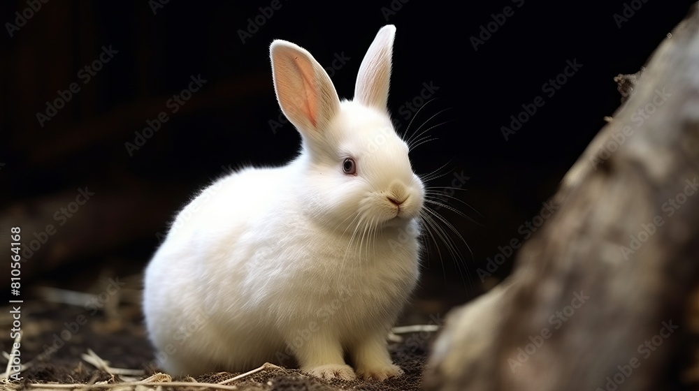 Adorable white rabbit in natural environment Adorable white rabbit in natural environment