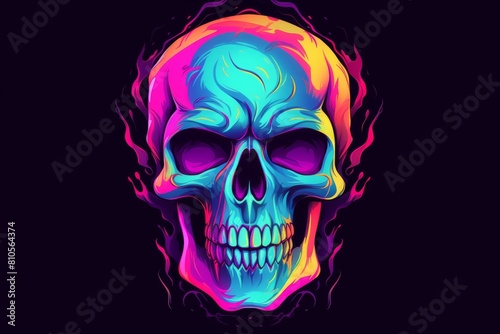 Vibrant skull with colorful flames