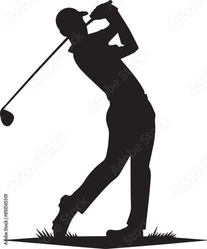 Golf player silhouette. Golfer silhouette vector black and white.