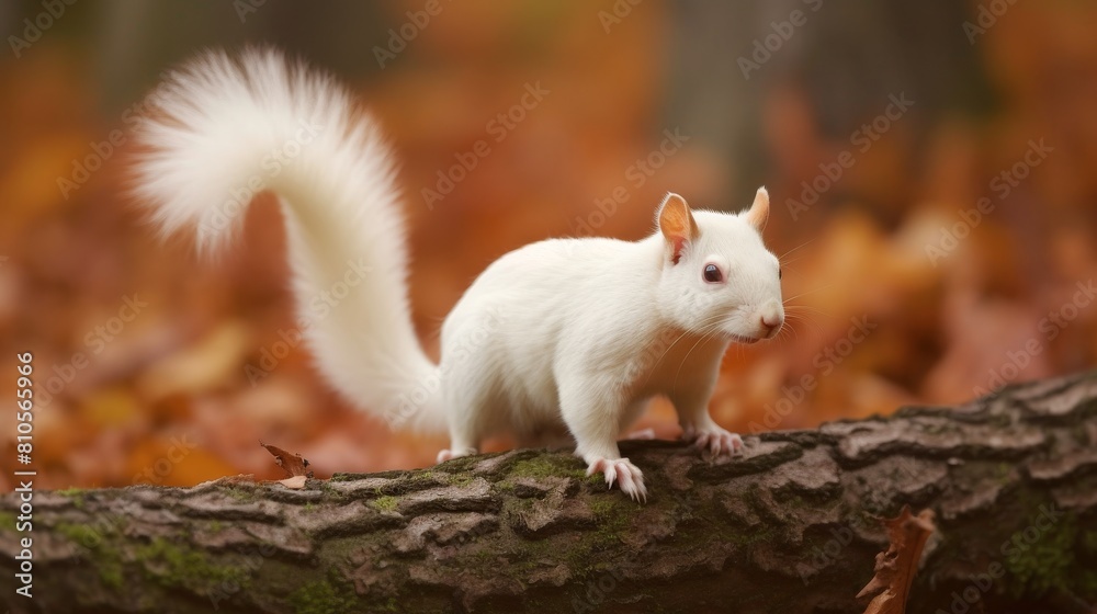 Adorable white squirrel on tree branch Adorable white squirrel on tree branch