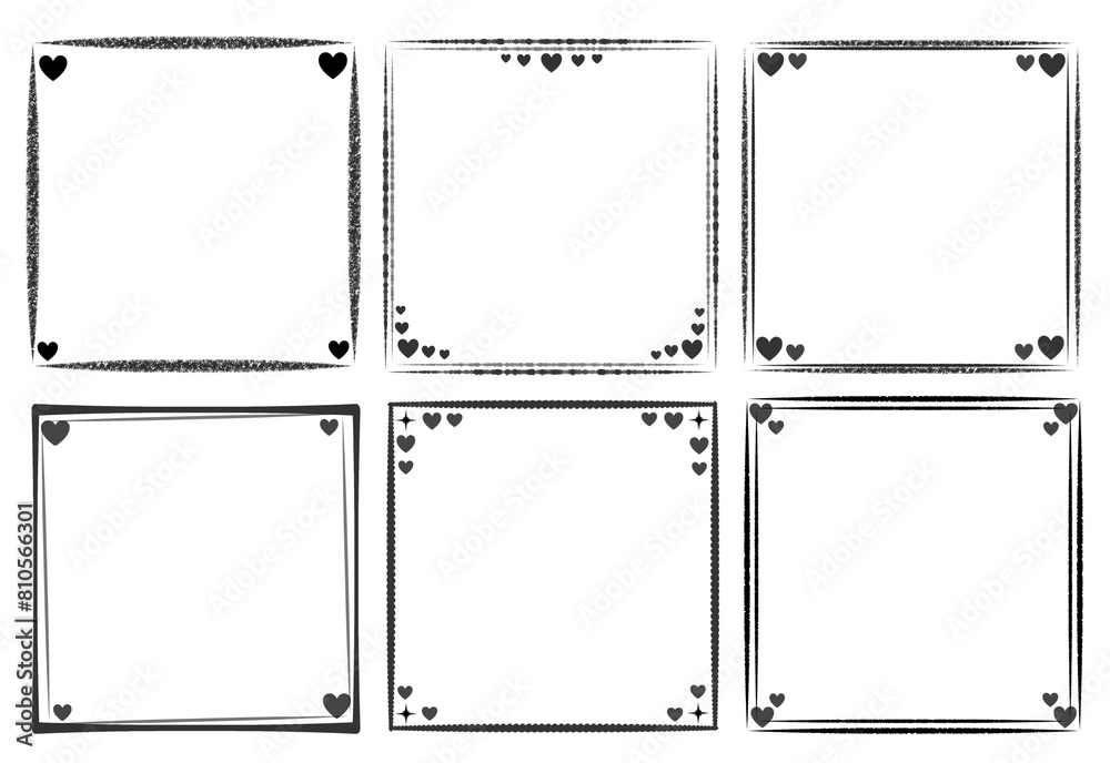 Frame square with black cute mini heart