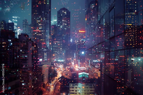 Urban nightscapes illustrating city economies photo