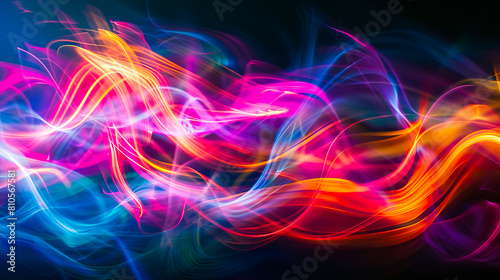 Wallpaper Mural Abstract colorful light waves on black background. Torontodigital.ca