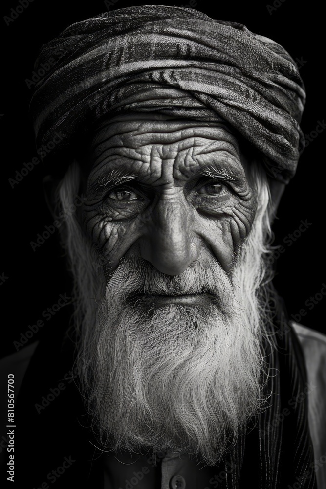 Weathered face of an elderly man with a long beard Weathered face of an elderly man with a long beard
