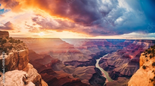 breathtaking sunset over grand heights at a large natural canyon vista
