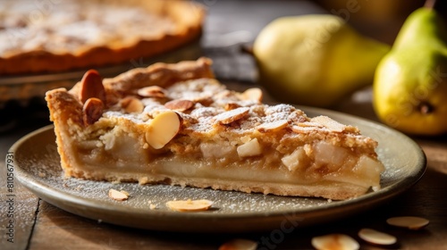 delicious homemade apple pie with almonds photo