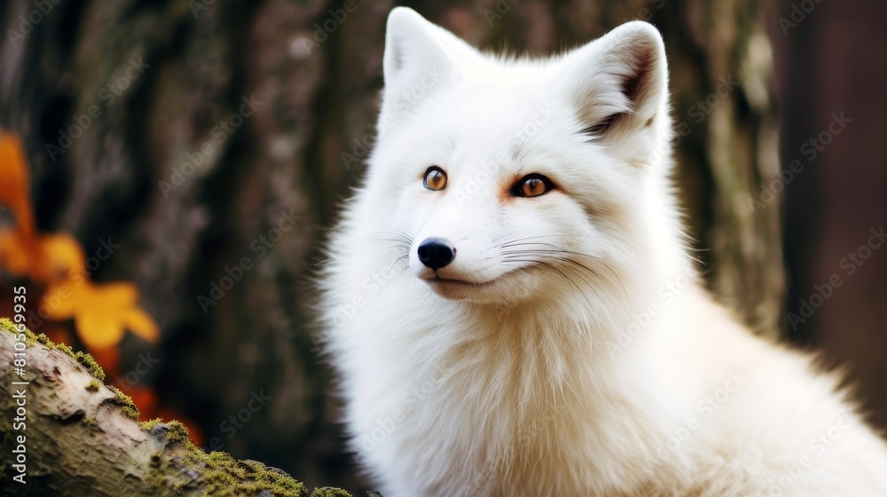 Captivating white fox in natural forest setting Captivating white fox in natural forest setting
