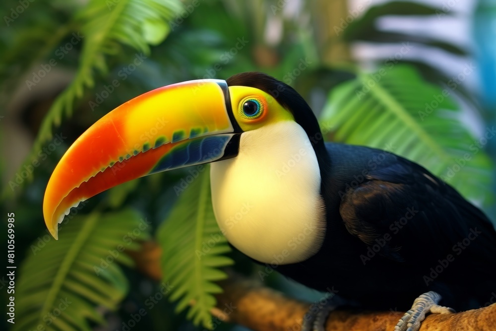 Colorful toucan bird in tropical foliage Colorful toucan bird in tropical foliage