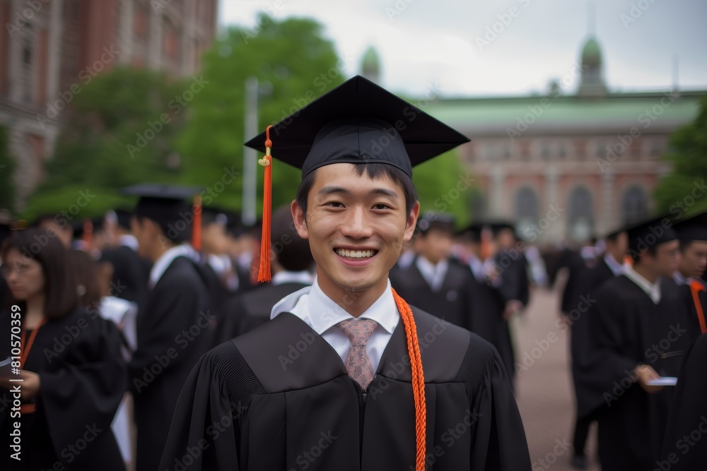 graduate in cap and gown smiling at camera graduate in cap and gown smiling at camera