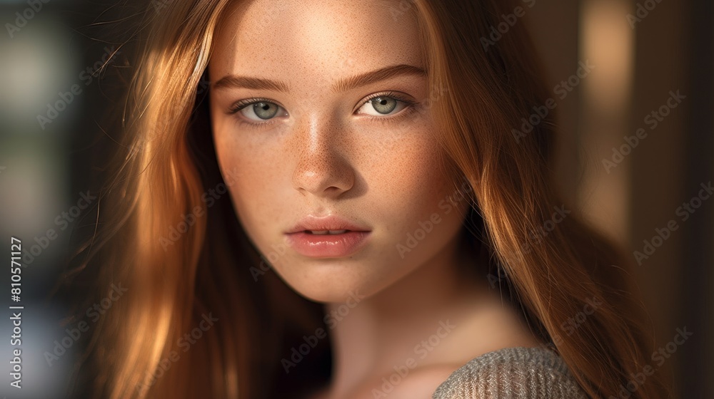 Naklejka premium Thoughtful young woman with piercing eyes