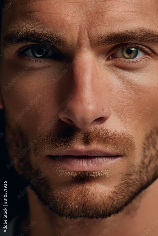 Obraz premium close-up portrait of a serious-looking man with a beard