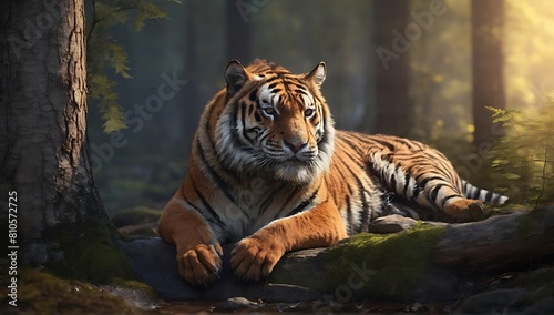 Beautiful Siberian tiger in its habitat  close up of a tiger  tiger portrait  made with AI Generative