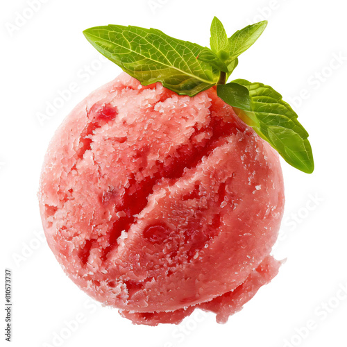 A delicious scoop of strawberry ice cream. photo