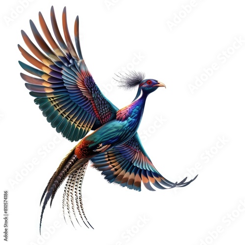 A bird resembling a long tailed pheasant  with long whiskers 