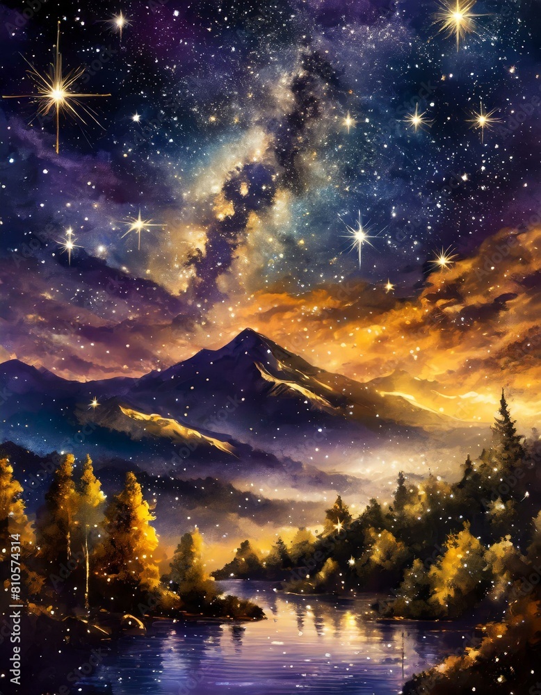 sky with stars the night sky reveals its splendor, with stars scattered like jewels across the velvety darkness,