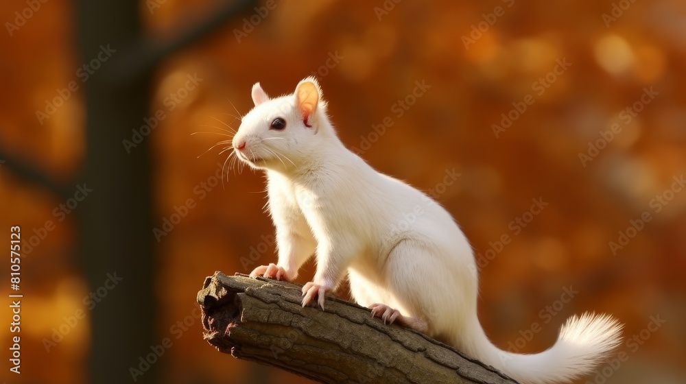 Adorable white squirrel on a log Adorable white squirrel on a log